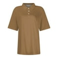 thumbnail image 3 of Qwertyu Women's Short Sleeve Polo Shirts Summer Button Down Collared Tops Casual Loose Tees Light Brown M, 3 of 4