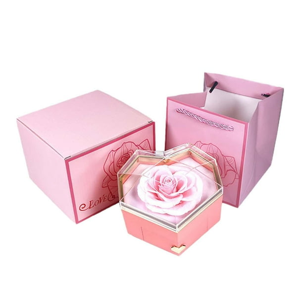 Caja de joyería pequeña, caja de regalo de joyería con flor de rosa de jabón para anillos, pendientes, collar