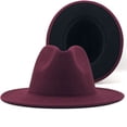 thumbnail image 4 of Sombrero de copa de lana de color exterior, color camello interior, sombrero rojo estilo jazz, sombrero de fieltro de cachemira, 4 of 6