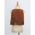 thumbnail image 4 of LiiYii Unisex Baby Western Cowboy Cowgirl Vest Sleeveless Open Front Fringed Tassels Waistcoat Brown 18-24M, 4 of 7