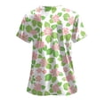 thumbnail image 5 of felwors Print Scrub Tops Women Floral Scrubs V Neck Short Sleeve Stretch Nurse Uniform with Pockets Functional Workwear (Light Green, L), 5 of 5