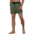thumbnail image 4 of Unique Bargains Men's Vacation Solid Color Drawstring Elastic Waist Surfing Shorts 32 Dark Green, 4 of 5