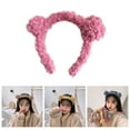 thumbnail image 5 of HeroNeo Women Cute Cartoon Bear Ears Headband Fuzzy Plush Candy Color Makeup Hair Hoop, 5 of 19