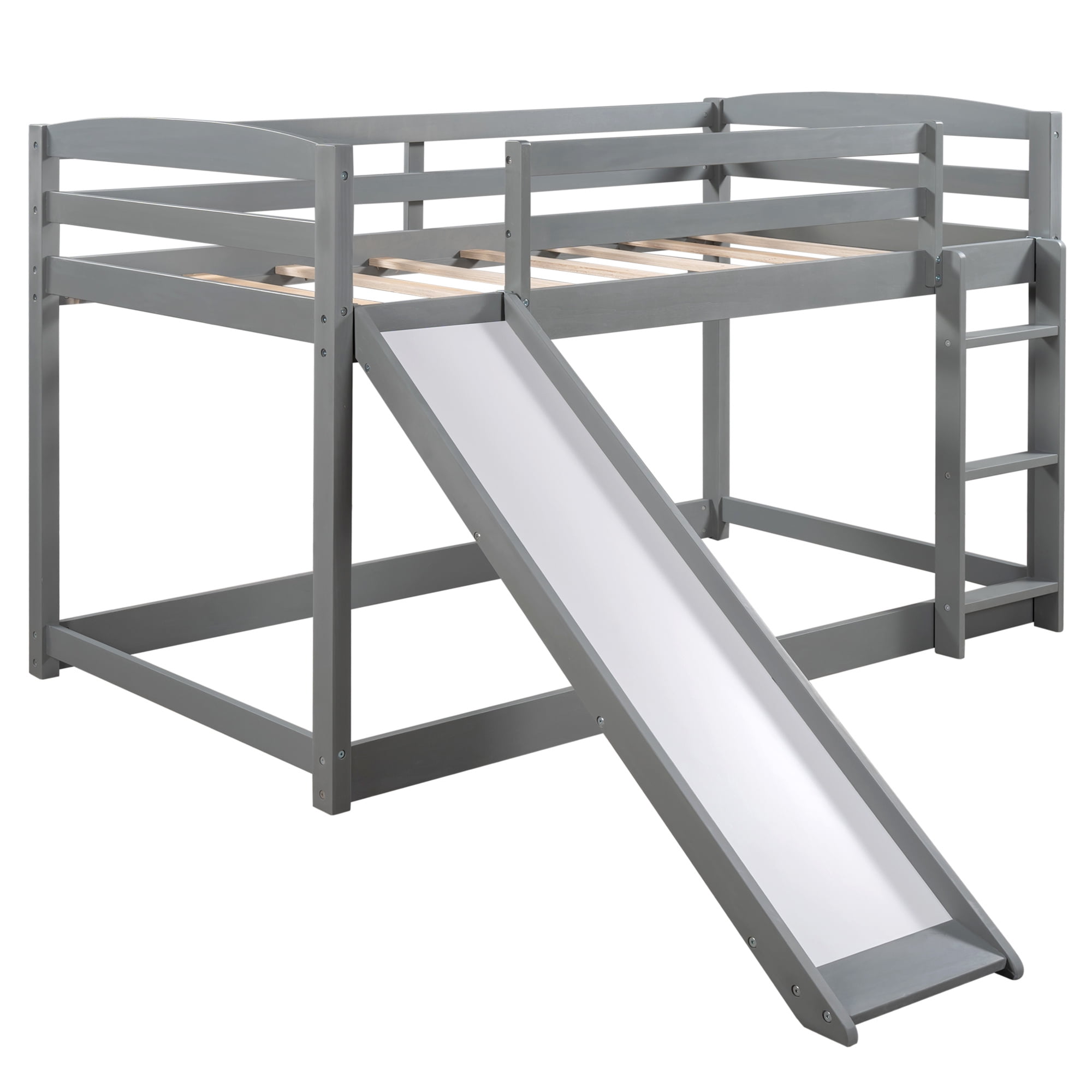 Buy Aukfa Twin Over Twin Modern Toddler Floor Bunk Bed for Children