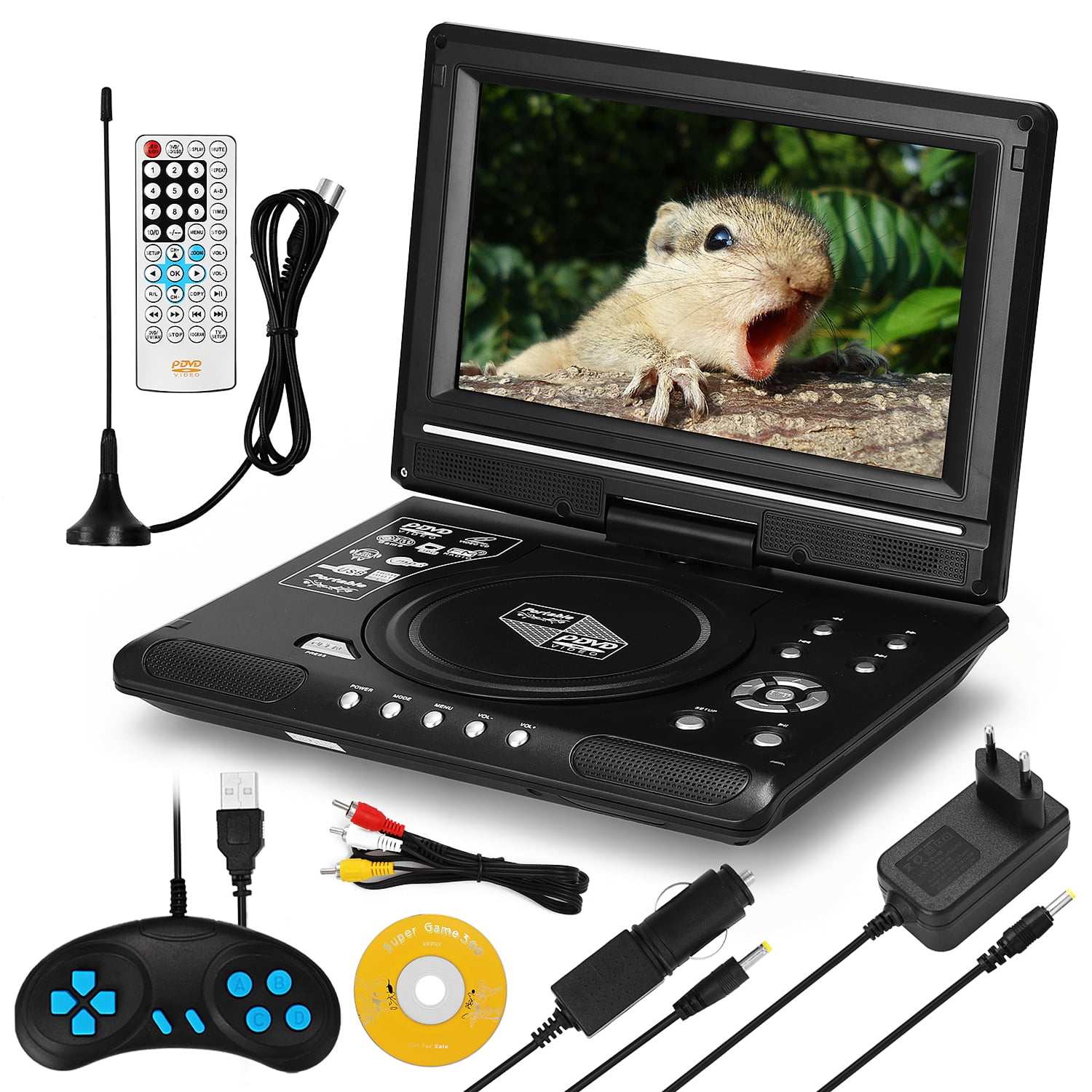 Doosl Portable Dvd Player For Car 8 5 Hd Swivel Screen Black Walmart Com