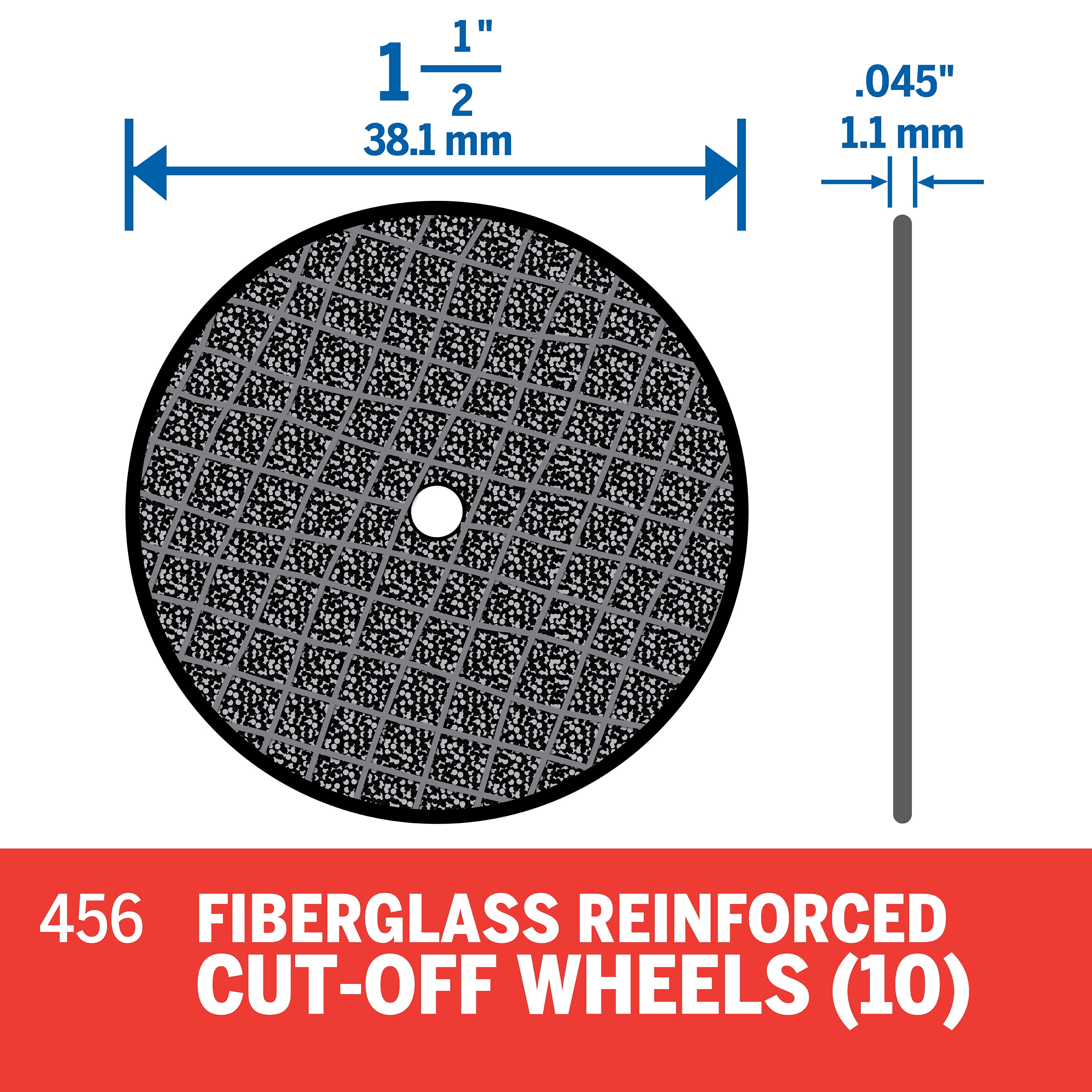 Dremel 456-01 1-1/2 inch Fiberglass Reinforced Cut-Off Wheel for Metal, 10-Pack
