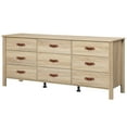 thumbnail image 3 of Wampat 9 Drawers Dresser for Nursery, Farmhouse Dresser with Wide Chest of Drawers for Living Room, Light Oak, 62 inch, 3 of 6