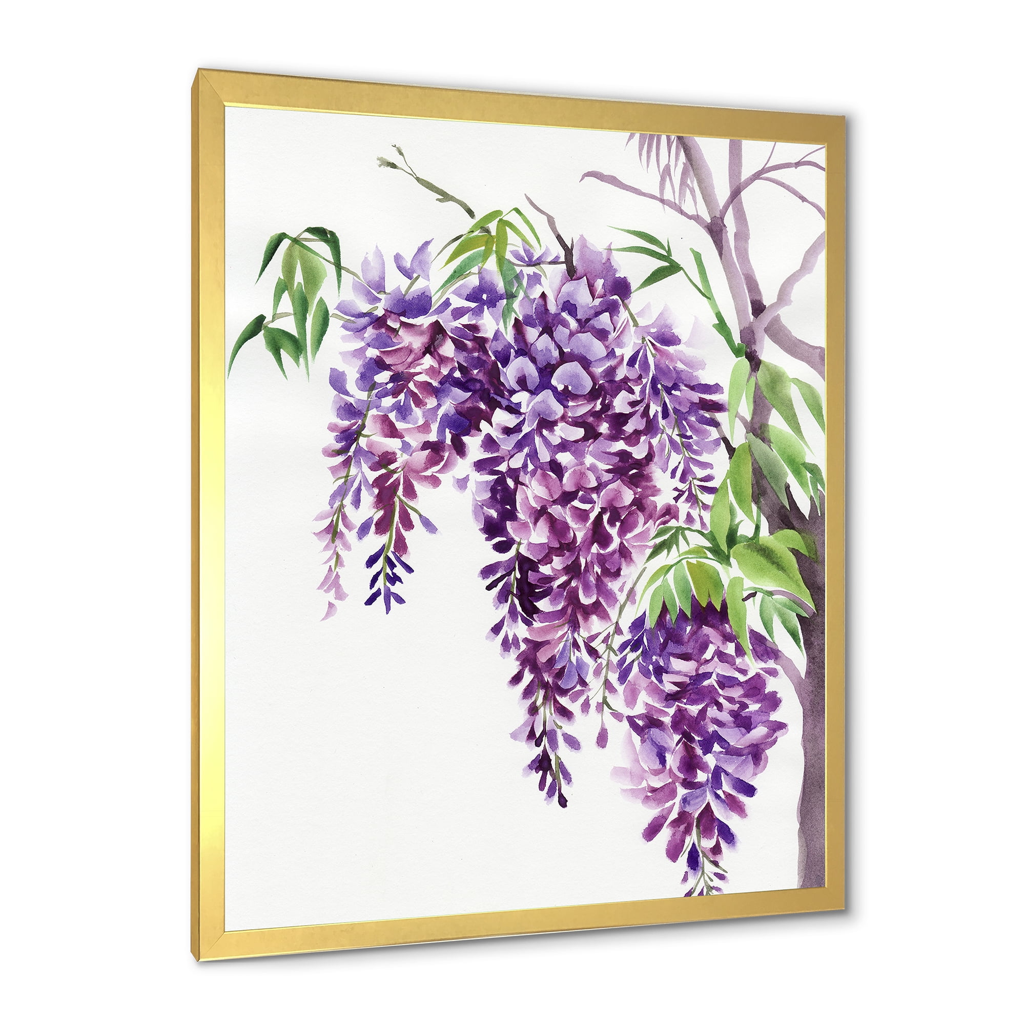 Designart 'Wisteria Purple Branches' Traditional Framed Art Print