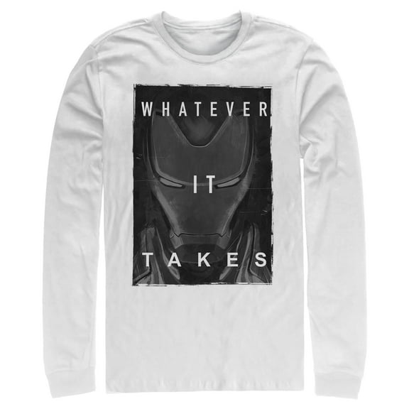 Men's Marvel Avengers: Endgame Iron Man Whatever It Takes Long Sleeve Shirt White Small
