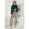 thumbnail image 2 of Heartnice Womens Ultra Soft Plush Plaid Pajamas Set Fluffy Loungewear Fuzzy Pjs for Women Cozy Sleepwear Warm Pullover（Dark Green+Green White Plaid, S）, 2 of 5