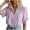 *Purple, variant on Women's Lace Trim Puff Sleeve Button Down Blouse, Ladies' Collared V-Neck Shirt, Summer Boho Lightweight Top For Women,Light Blue,S-2XL