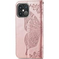 thumbnail image 3 of Wallet Case for iPhone 13 Pro Max,3D Butterfly Pattern PU Leather Case with Strong Magnetic Clasp and 3 Card Slots Holder Cover for iPhone 13 Pro Max (6.7) HZD Rhinestone Rose Gold, 3 of 18