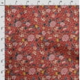thumbnail image 3 of Soimoi Chinese Floral Printed, Cotton Fleece, Fabric by The Yard Sewing DIY Stretch Fabric 56 Inches Wide, WarmFabric for Hats, Coats, Gloves, Blankets, Red, 3 of 5