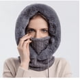 thumbnail image 2 of Gorro de lana suelto de una pieza para mujer, máscara con cordón, suéter de invierno con capucha, gorro de punto cálido (gris) Sincero Electrónica, 2 of 5