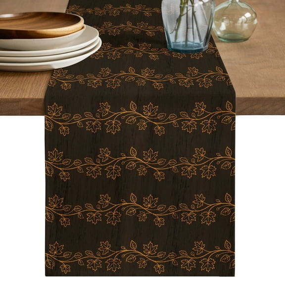 Table Runners 70 Inches Long Dress Scarves, Rustic Leaves Farmhouse Coffee/Dining/Kitchen Table Decor, Holiday Table Runner, Farmhouse Orange Vine Leaf Pastoral Black 13x70 Inch