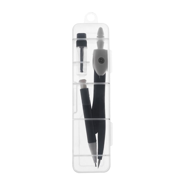 2-in-1 Metal Compass Set with Automatic Pencil Geometry Drawing Tool for Students Office Precise Portable Storage Box for Math Art & Engineering