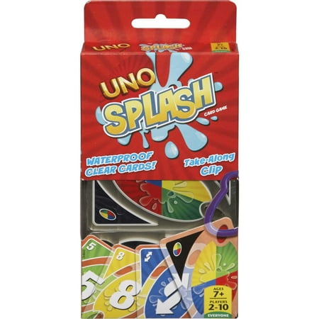 UNO Splash Card Game with Waterproof Cards and Portable Clip for Travel