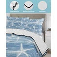 thumbnail image 4 of Quilts Twin-XL Size Bedding Set, Blue Coastal Starfish Lightweight Quilted Comforter, Nautical Summer Beach Ocean Soft Reversible Bedspread Coverlet with Pillow Covers for All Season, 68" x 98", 4 of 7