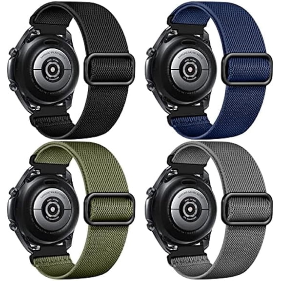 xixishop 4 Packs 22mm Watch Bands Compatible for Samsung Galaxy Watch 3 Band 45mm/Samsung Gear S3 Frontier/Galaxy Watch Band 46mm for Men, Soft Nylon Elastic Braided Breathable Watch Wristband