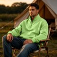 thumbnail image 6 of Quarter Zip Sweatshirt Men Stand Collar Athletic Fleece Pullover 1/4 Lightweight Ribbed Hem Cuffs Loose Fit Tops Active Fall Long Sleeve Casual Sweatshirts Green S, 6 of 6