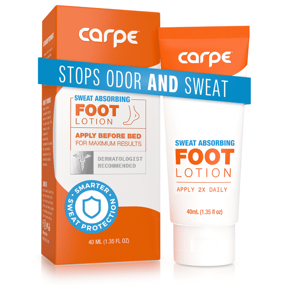 Carpe Sweat and Odor Control Anti Sweat Foot Lotion for Sweaty Feet, 1.35 oz