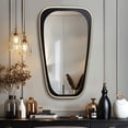 thumbnail image 4 of LuxenHome 30-Inch Tall Oblong Slim Black with Gold Iron Metal Frame Wall Mirror, 4 of 7