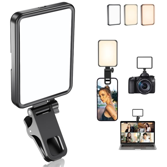Selfie Light Datarm LED recargable para teléfono y cámara, color negro
