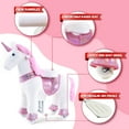 thumbnail image 3 of WondeRides Ride on Pink Unicorn Horse Toy Riding Horse Pony Walking Rocking Plush Animal as Birthday Gifts for Children for 4-9 Years Old, 3 of 9