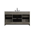 thumbnail image 3 of Elegant Kitchen and Bath Austin 60 Inch Single Bathroom Vanity In Rustic Grey, 3 of 15