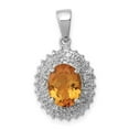 thumbnail image 4 of 925 Sterling Silver Rhodium Citrine and Diamond Oval Shaped Pendant, 4 of 6