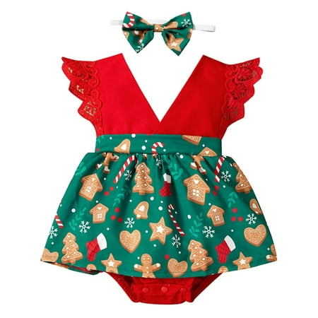 

Newborn Baby Girls Christmas Tutu Romper Dress Party Jumpsuit Outfit Set Clothes 0-18M