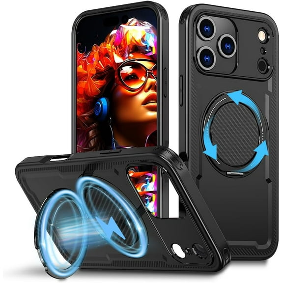 REQO Design for iphone 17 Pro Max Case with 360° Rotating Ring Stand Compatible with MagSafe [Military-Grade Drop Protection] Shockproof Phone Cover Cover for iphone 17 Pro Max 5G 2025 6.9 Inch