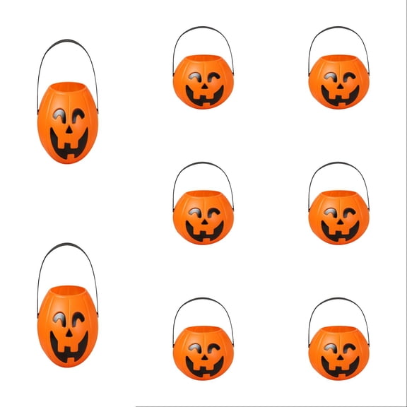 Pumpkin Candy Bucket 8pcs Pumpkin Candy Bucket Children Pumpkin Candy Pail Holder for Halloween Party Decoration Orange