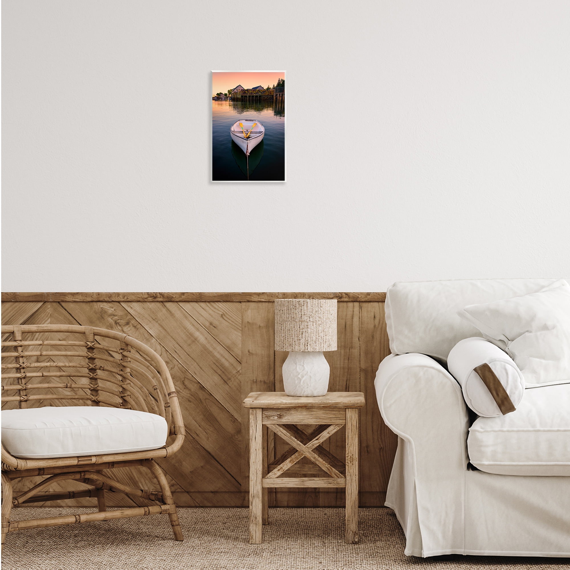 Stupell Industries Docked Rowboat with Oars Transportation Photography Unframed Art Print Wall Art, 10 x 15