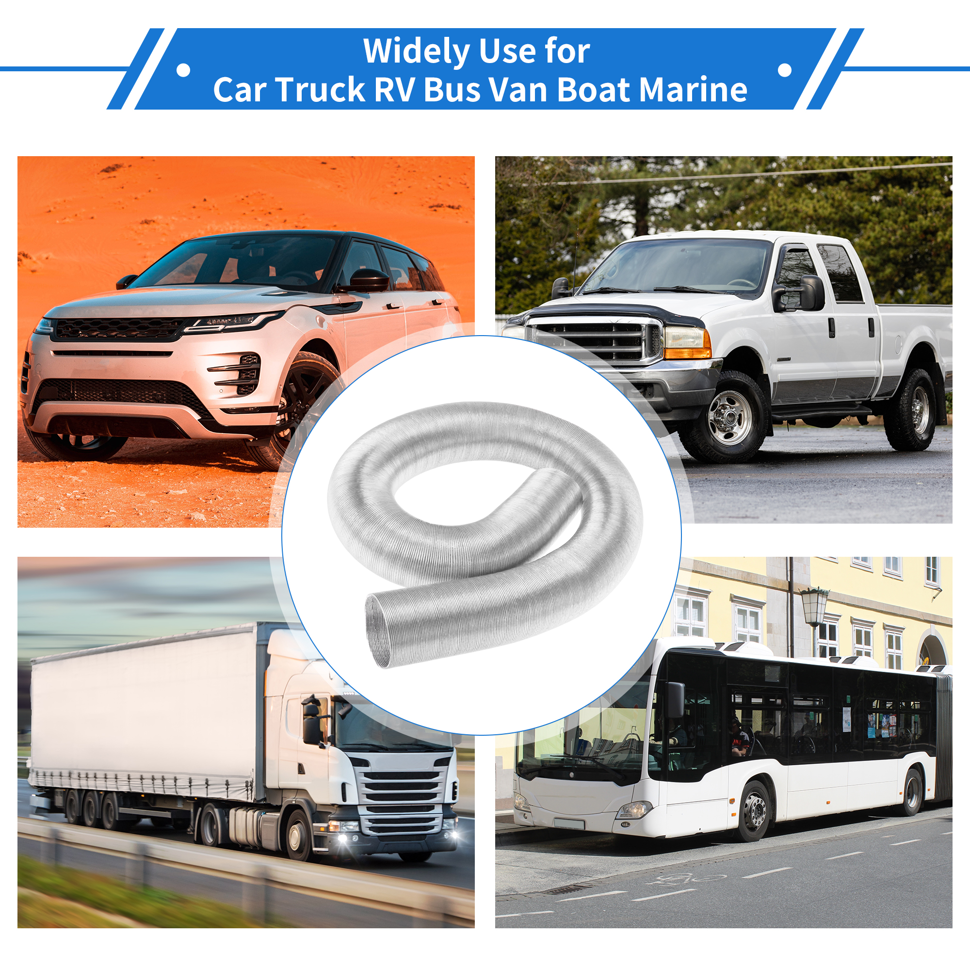 Unique Bargains 60mm Dia 180cm Car Heater Duct Pipe   Aluminum Foil Warm Air Ducting Hose for Diesel Heater Silver Tone