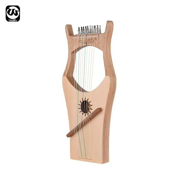 Walter.t 10-String Wooden Lyre Harp Nylon Strings Spruce Topboard Rubber Wood Backboard String Instrument with Carry Bag WH02