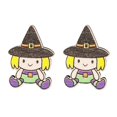 thumbnail image 4 of Pendientes de botón con forma de sombrero de bruja de Halloween estilo punk, pendientes de madera con forma de ataúd y calabaza fantasma ---- 7 --- Código de producto 60401 7, 4 of 5