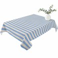 thumbnail image 2 of Blue Striped Table Cloth Waterproof Tablecloths, Modern Simple Farmhouse Beige Vintage Tablecloth Dining Table Cover for Kitchen Party Tabletop Outdoor, Rectangle Tablecloth 60x102 Inch, 2 of 9