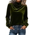 thumbnail image 6 of Tqcoqu Women's Mock Turtleneck Velvet Top,Long Sleeve 2026 Fall Velour Shirts,Trendy Loose Dressy Casual Blouse Daily Wear, 6 of 8