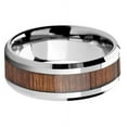 thumbnail image 3 of Tungsten Wedding Band Ring 8mm Men's Engagement Silver & Koa Wood Inlay Lifetime Warranty, 3 of 4