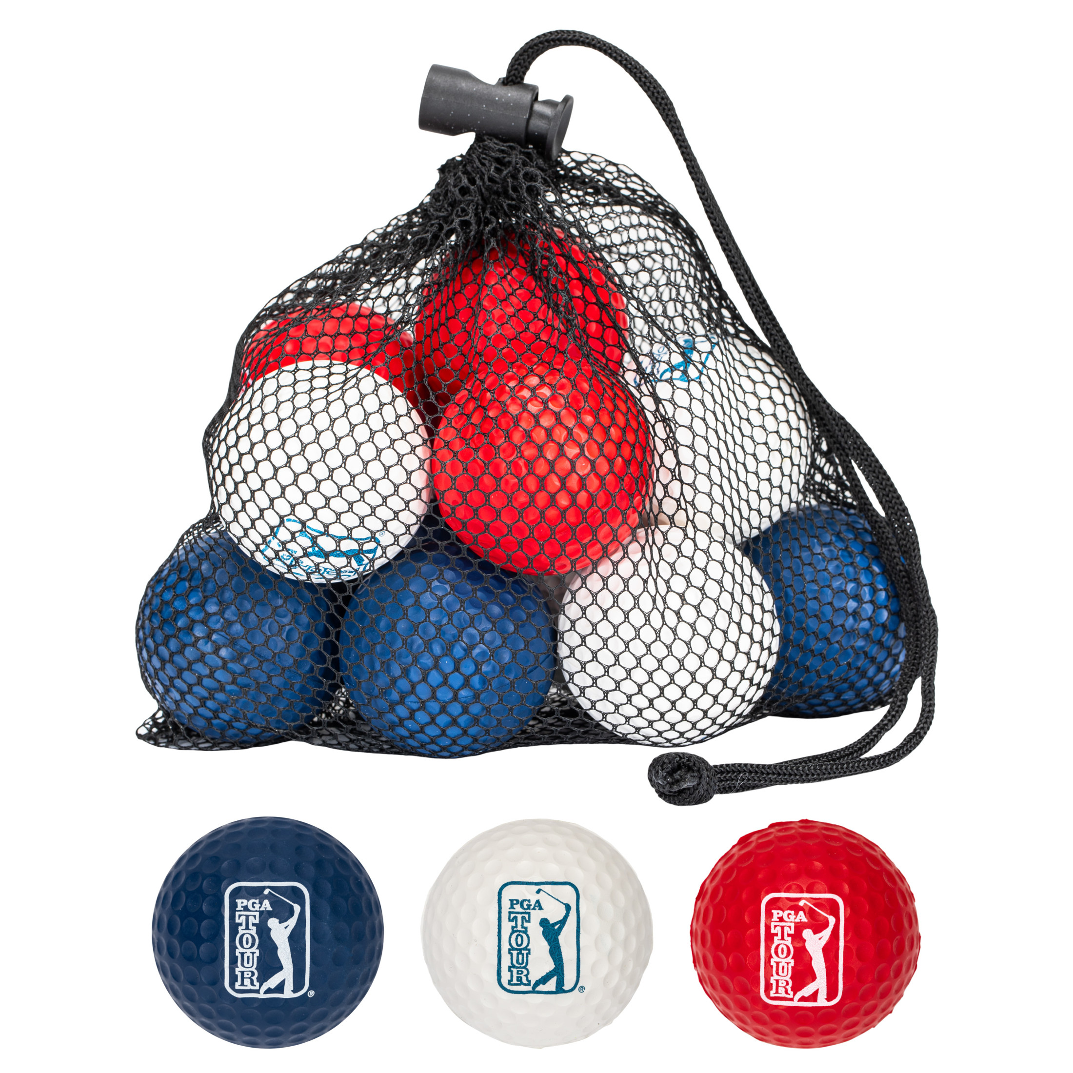 Franklin Sports Indoor + Outdoor Foam Golf Balls - PGA TOUR Kids + Adults Foam Golf Balls - Limited Flight Golf Balls - 12 Pack of Golf Balls with Draw String Carry Bag