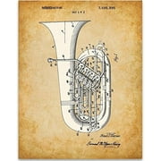 Tuba Patent Print - 11x14 Unframed Patent - Perfect Music Room Decor and Great Gift for Band Director, Musician