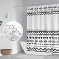 thumbnail image 3 of Abstract Pattern Bathroom Shower Curtain White Black Stripes Wave Waterproof Polyester Shower Curtains with Hooks Geometric Shower Curtain for Modern Home Decorative, 72x72 Inch, 3 of 6