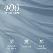 Bare Home 100% Organic Cotton Fitted Sheet - Sateen Weave - 400 Thread Count - Full, Dusty Blue