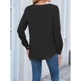 thumbnail image 2 of Womens Dressy Casual Blouse Business Long Sleeve Tops Ruffle V Neck Work Shirt 2025 Black L, 2 of 8