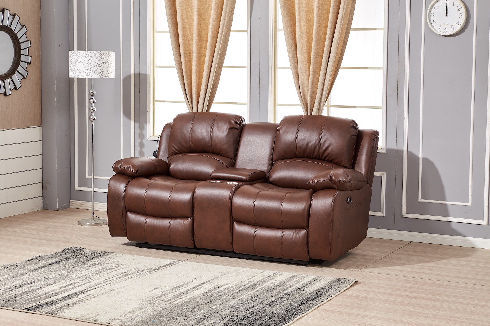 Betsy Furniture Bonded Leather Power Reclining Loveseat