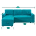 Laura Reversible Sleeper Sectional Sofa Storage Chaise by Naomi HomeColorTeal,FabricVelvet