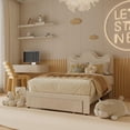 thumbnail image 3 of Full Size LED Bed Frame,Velvet Upholstered Platform Bed with Adjustable Petal Headboard,Wooden Slats Supports,No Box Spring Needed,Easy Assembly, 3 of 3