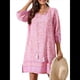thumbnail image 3 of Vestido Informal de Verano para Mujer, Estilo Bohemio, con Borlas y Cuello Anudado, Larga 3/4, Estampado Floral Corto Rosa S, 3 of 8