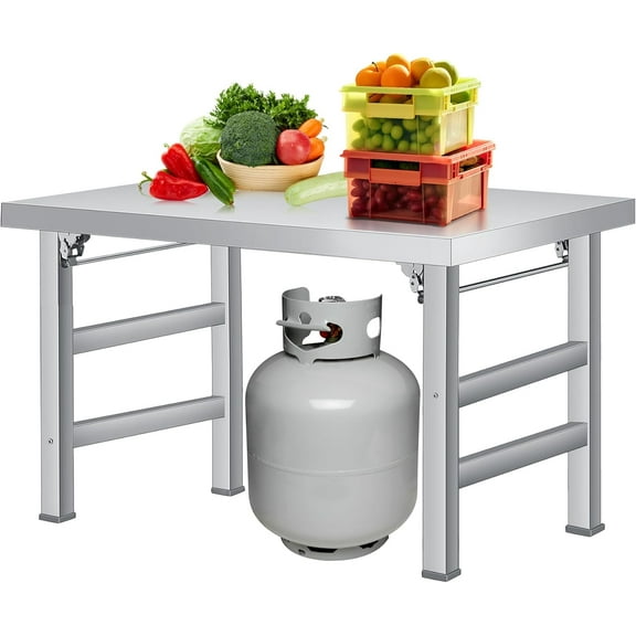 Huisuilinss Stainless Steel Prep Table,Folding Table For Prep & Work,Commercial Heavy-Duty Stainless Steel Kitchen Island Work Table for Restaurant and Home